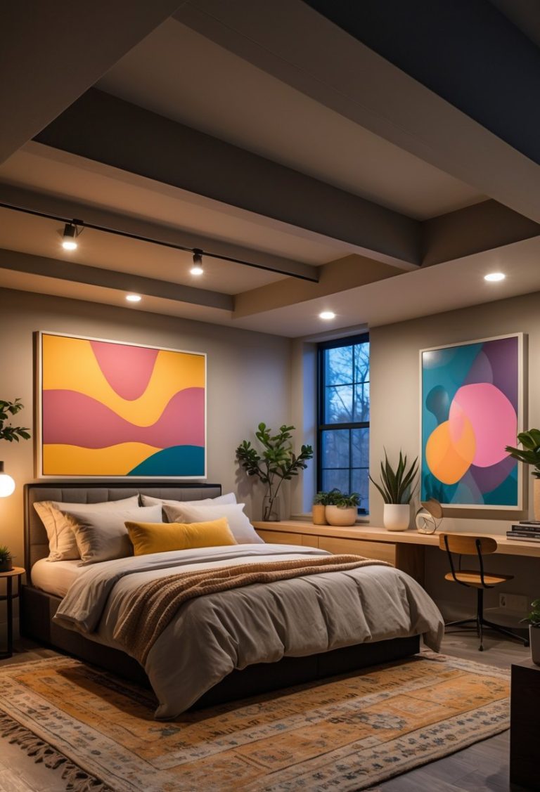 Incorporate large artwork to add depth and visual interest