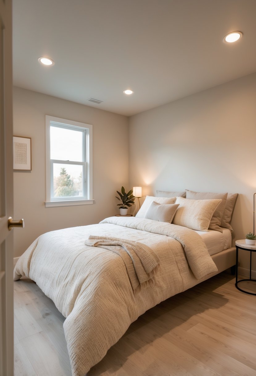 Choose light-colored, textured bedding and flooring