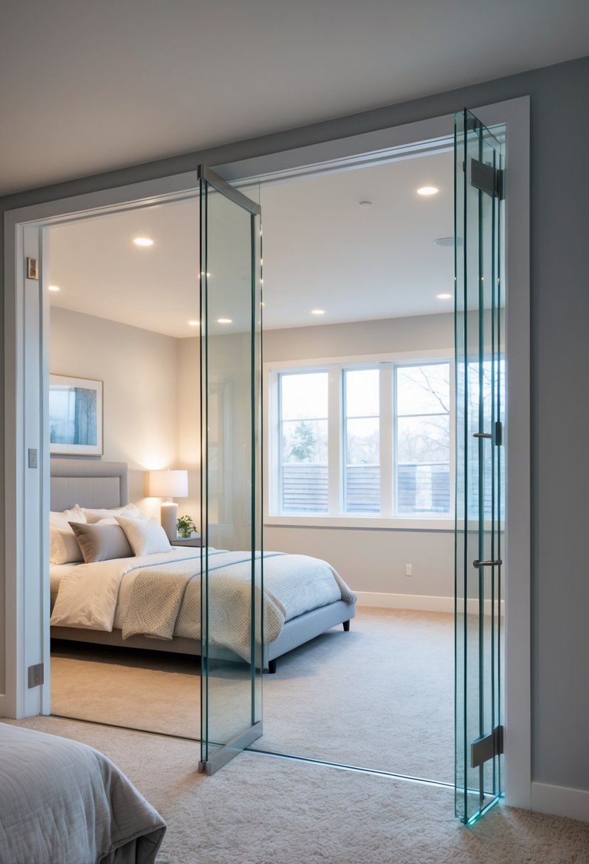 Install glass doors to allow light flow between rooms