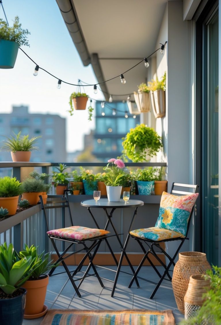 Use outdoor-friendly furniture like foldable bistro sets